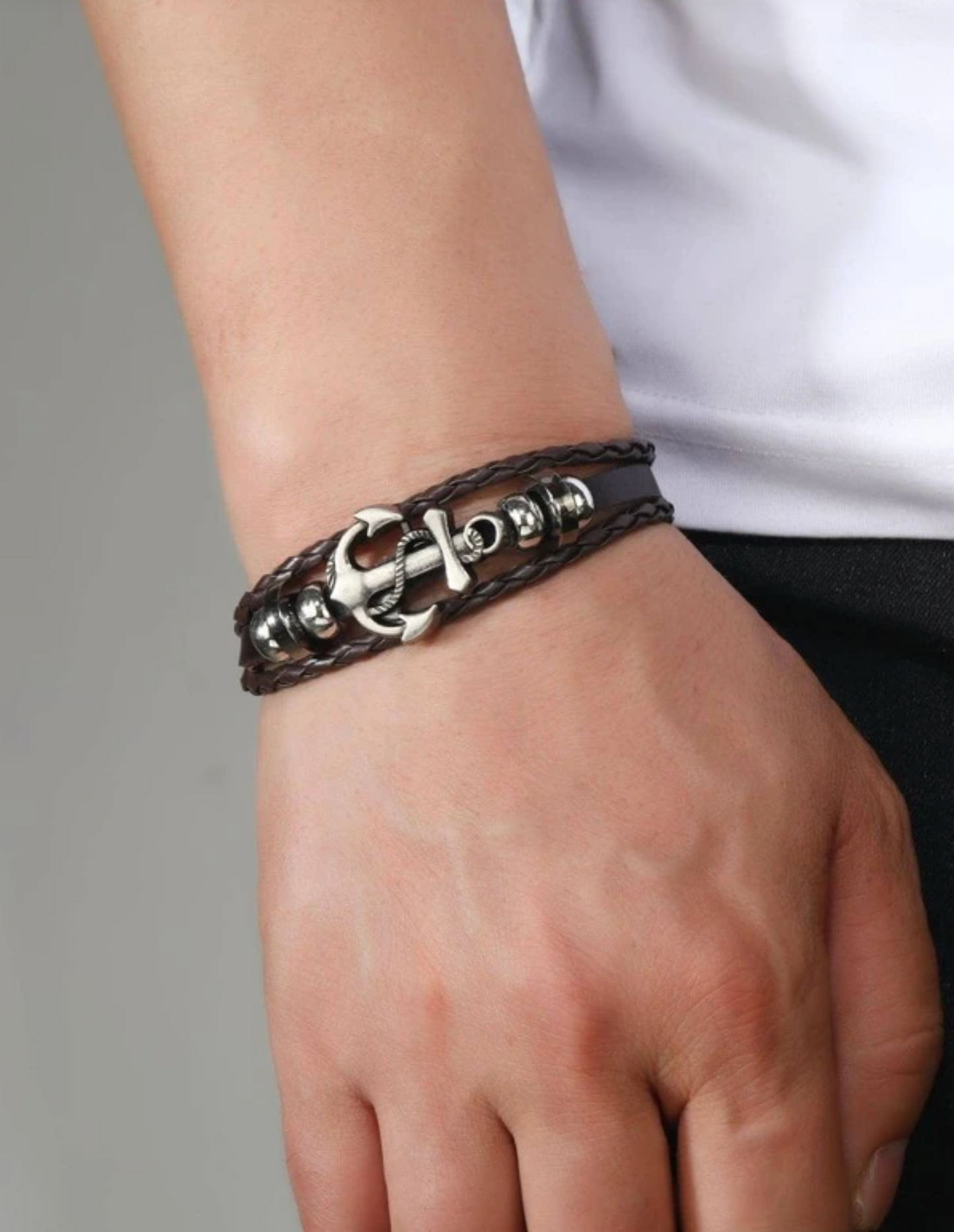 Pulsera de cadena de decoración de ancla para hombre