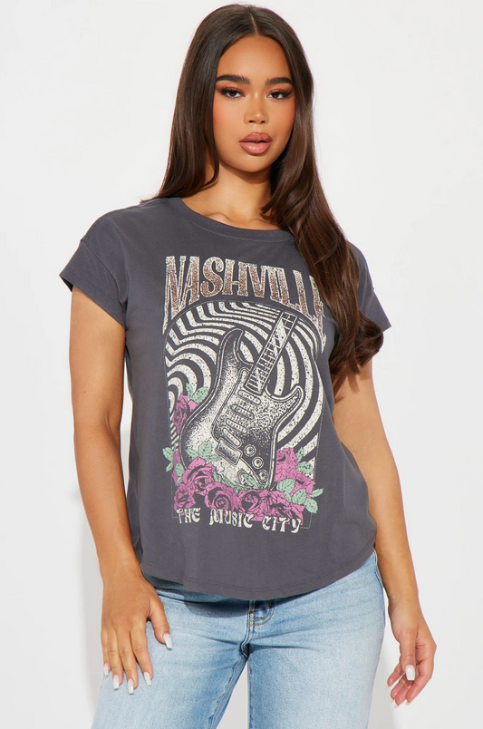 Playera de mujer gráfica de música rock Nashville