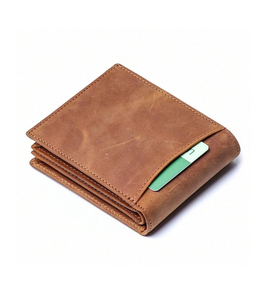 Billetera Vintage de Cuero Genuino: Delgada, Minimalista y RFID