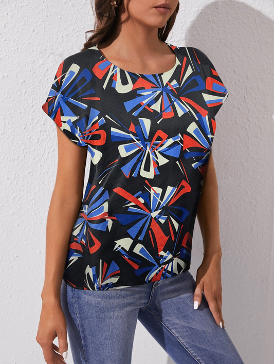 Blusa de seda estampada